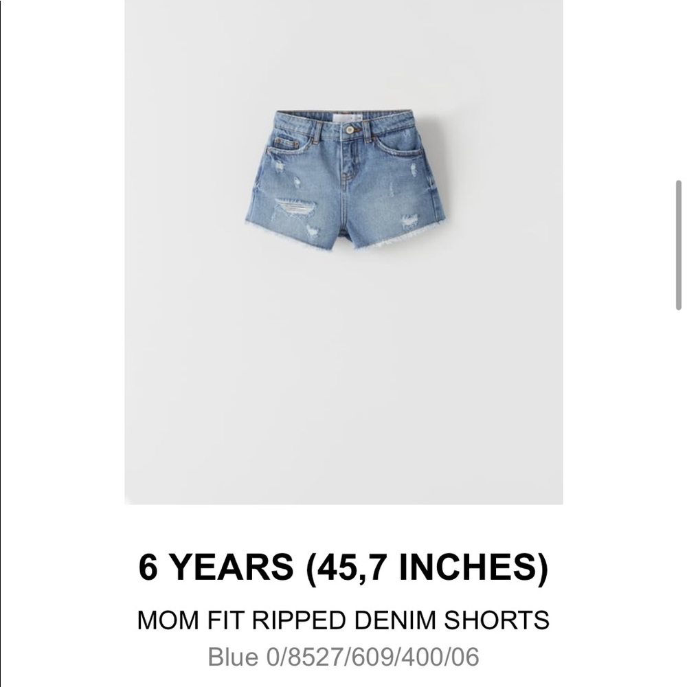 Zara girls size 6 Denim shorts